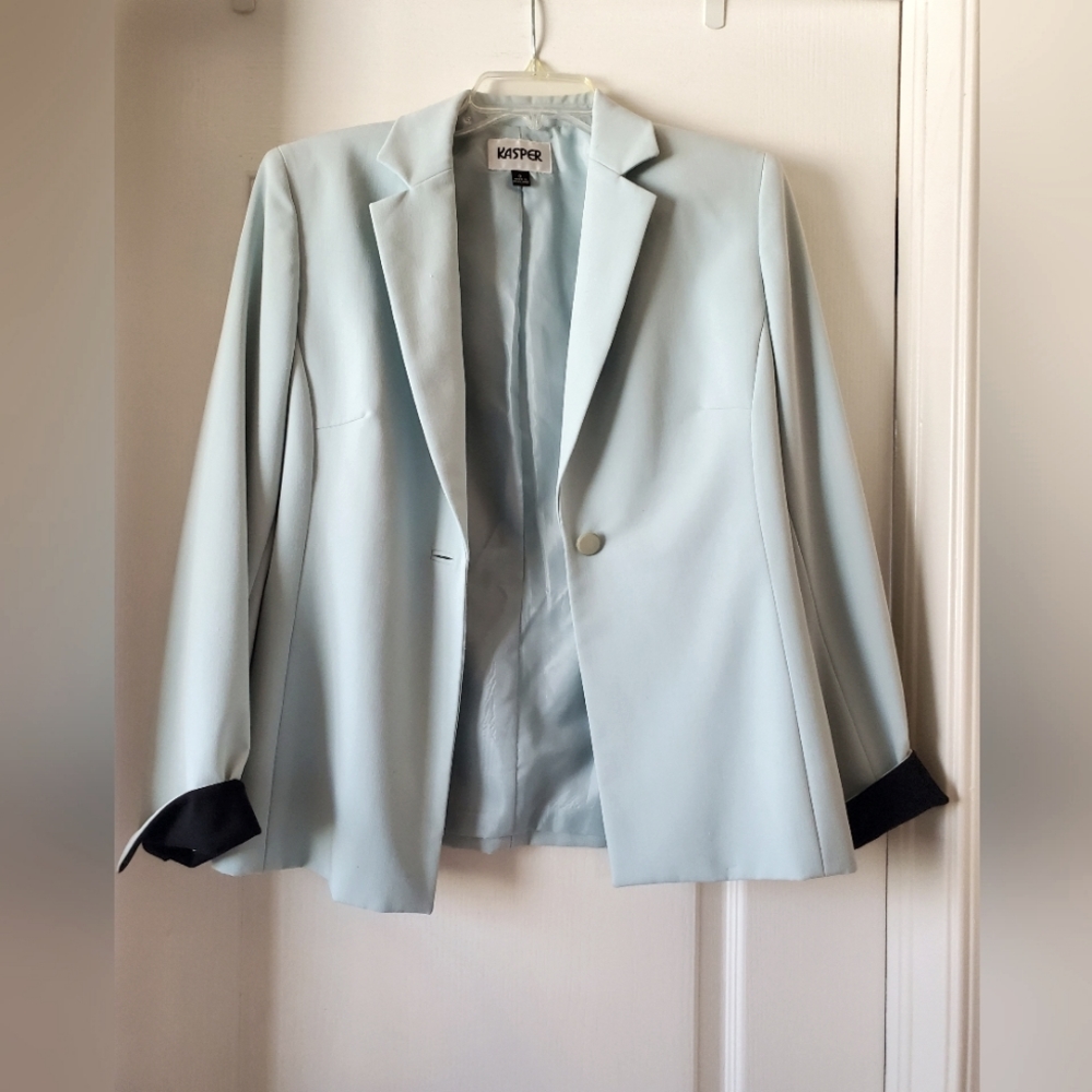 Kasper Teal Blazer with Matching Top and Skirt